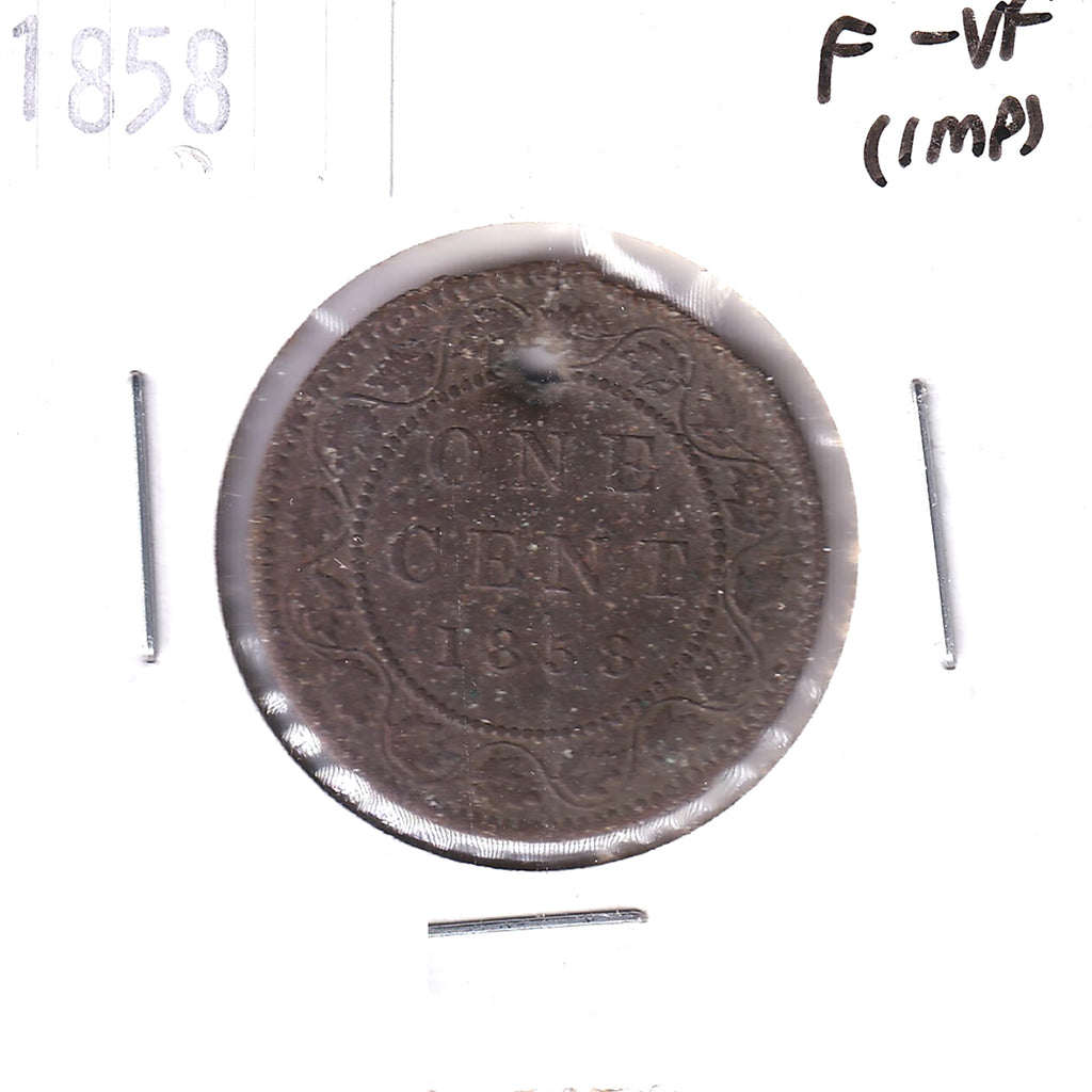1858 Canada 1-cent F-VF (F-15) Impaired