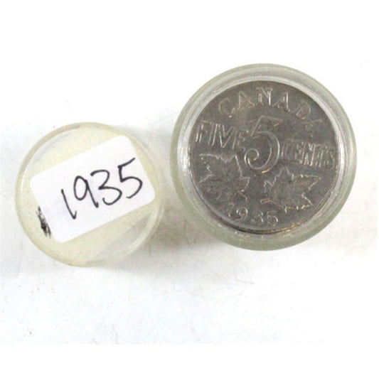 Lot of 40x 1935 Canada George V 5-cents in Average Condition, 40Pcs