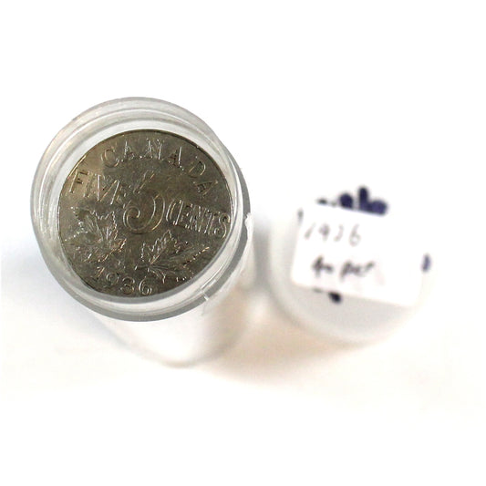 Lot of 40x 1936 Canada George V 5-cents, Circulated Condition, 40Pcs