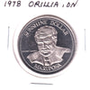 1978 Orillia, Ontario, Sunshine Dollar Trade Token: Stephen Leacock & Mariposa