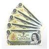 Lot of 5x Sequential 1973 Canada $1 Notes, Lawson-Bouey, 5Pcs