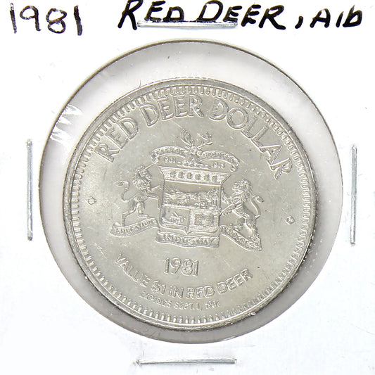 1981 Red Deer Dollar Trade Token: Canadian Pacific Railway Station