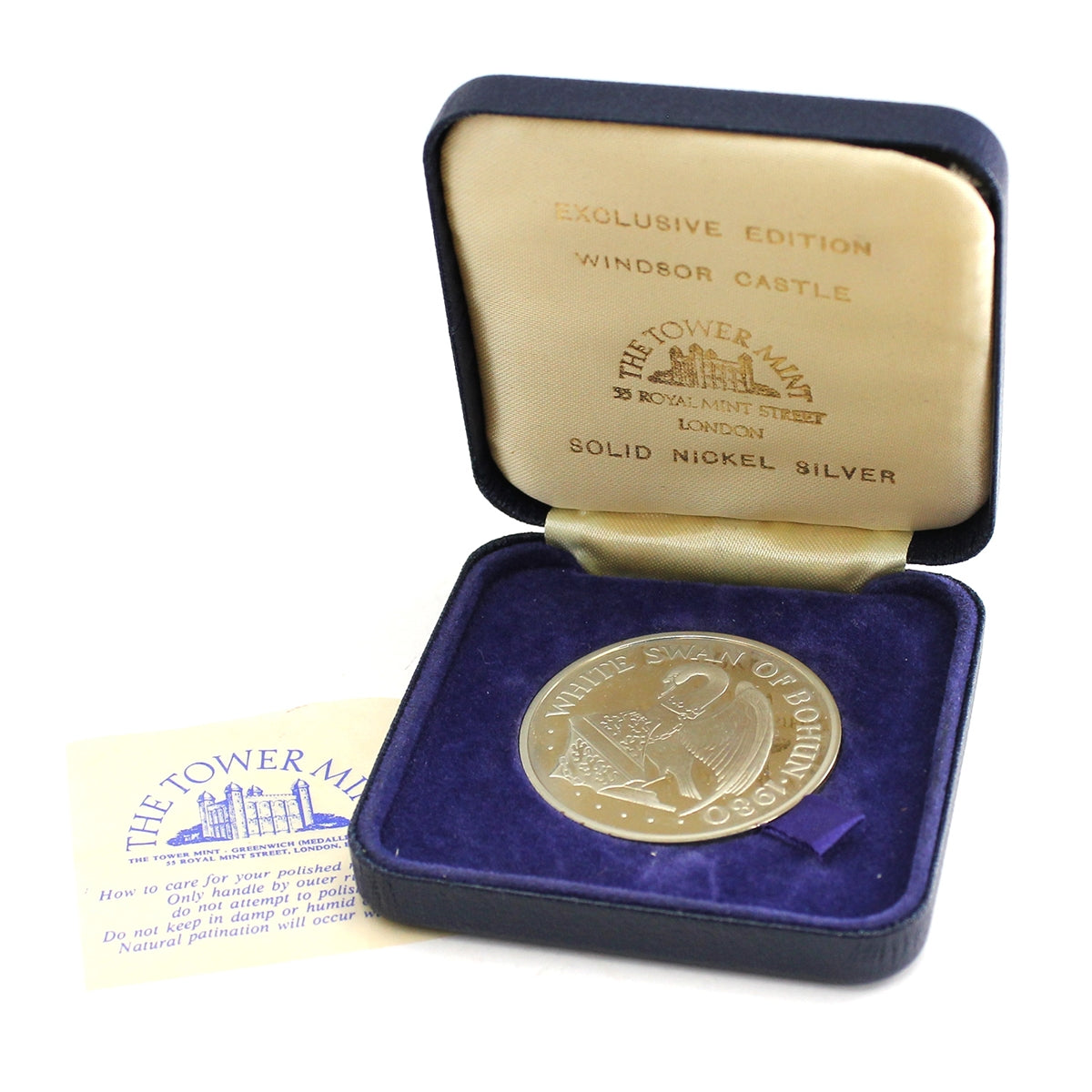 1980 Tower Mint White Swan of Bosun / Windsor Castle Medallion in Case (Issues)