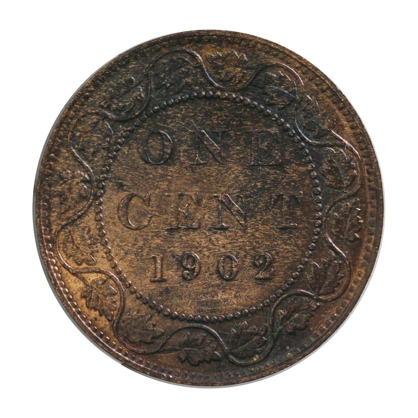 1902 Bold 9 Canada 1-cent Brilliant Uncirculated (MS63) toned