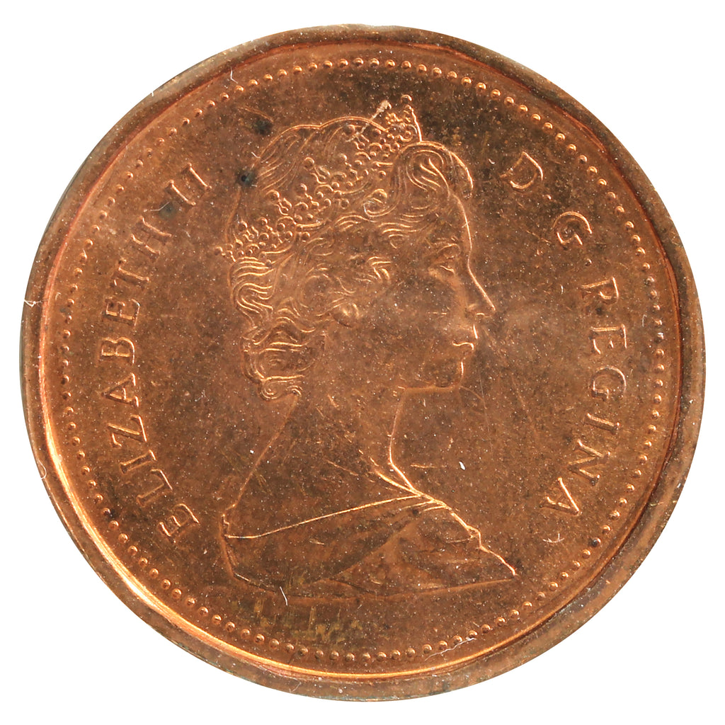 1985 Pointed 5 Canada 1-cent Uncirculated (MS60) scratched