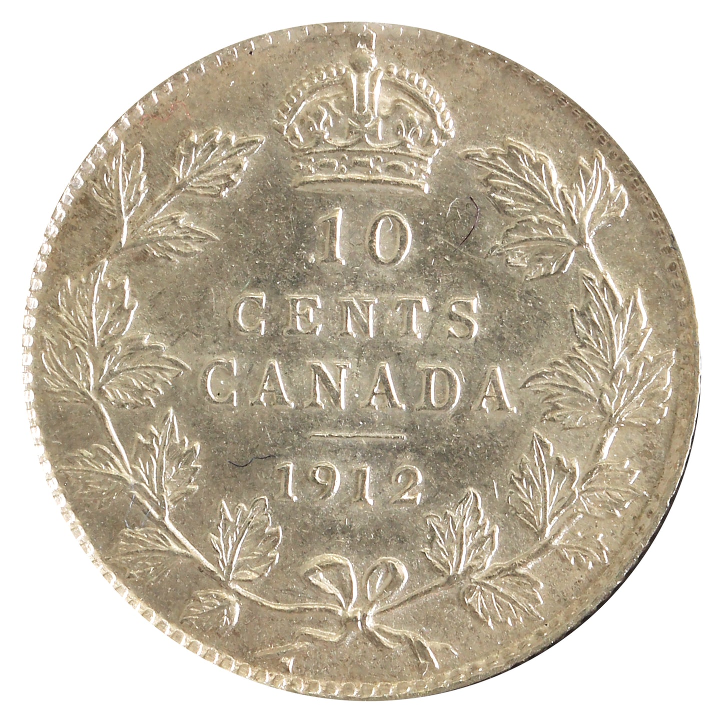 1912 Canada 10-cents Almost Uncirculated (AU50) scratched