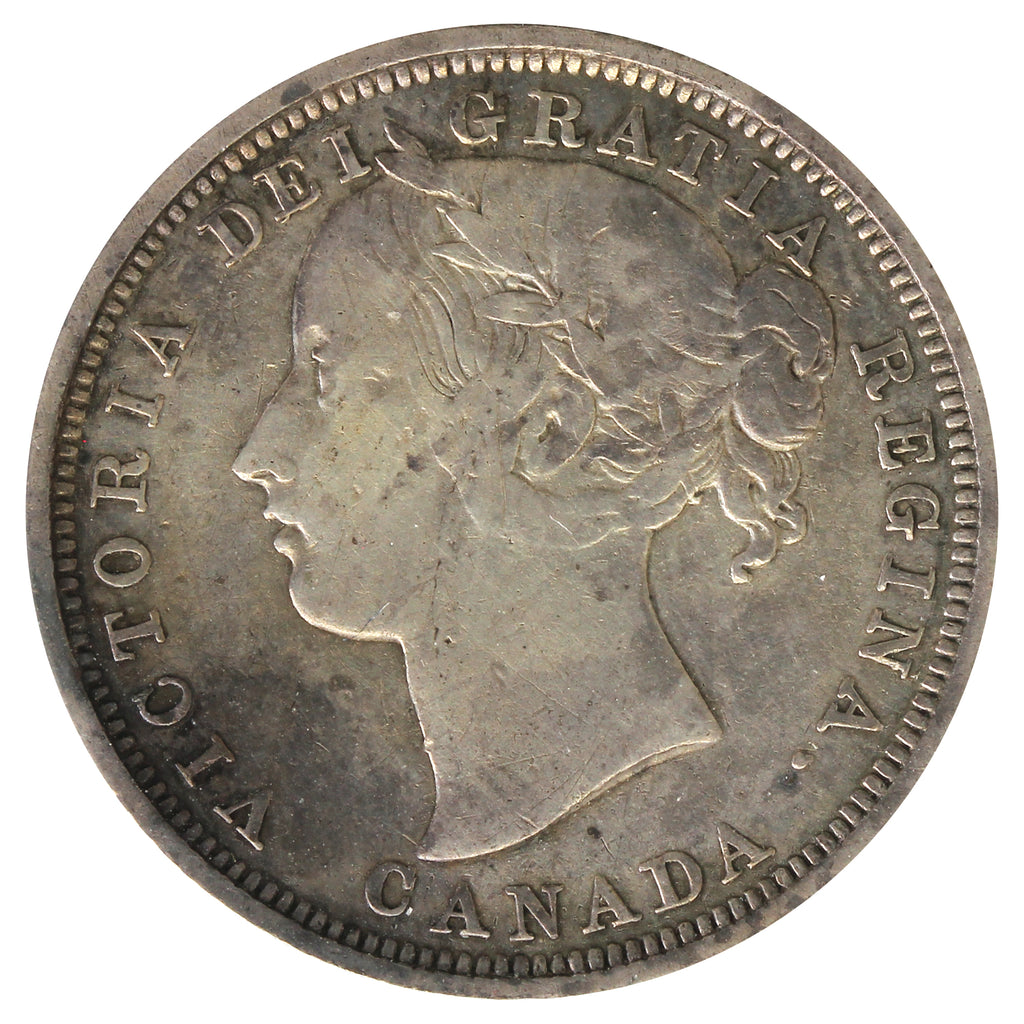 1858 Canada 20-cents Fine (F12) toned