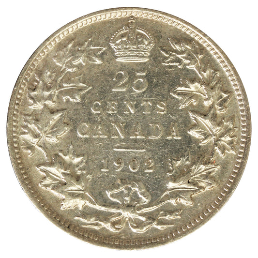 1902 Canada 25-cents EF-AU (EF45) scratched