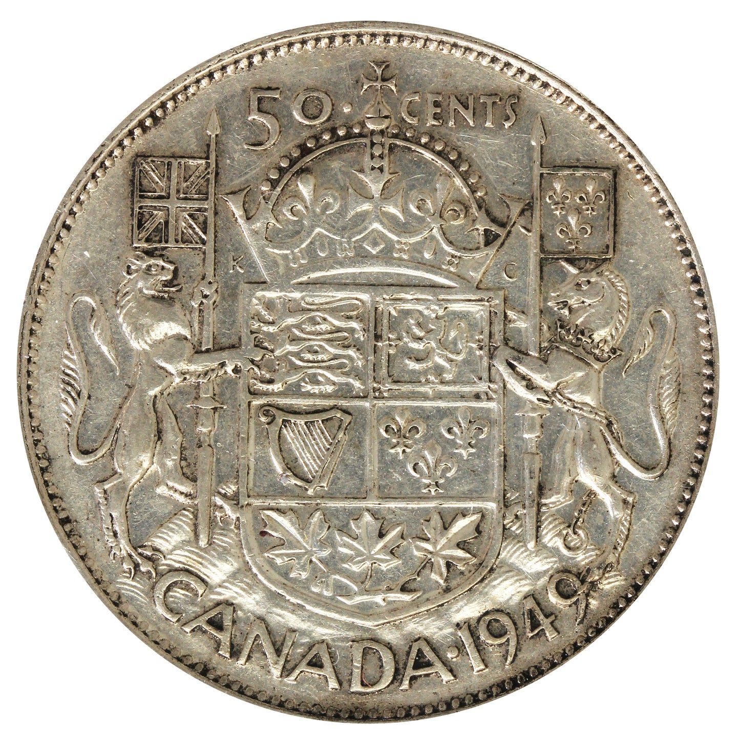 1949 Hoof in 9 Canada 50-cents Fine (F12) cleaned