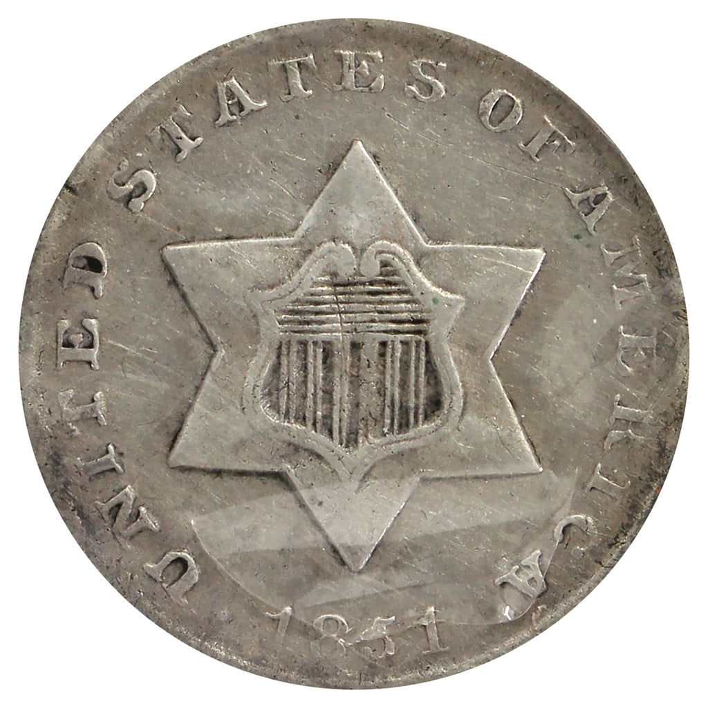 1851 USA 3 Cents About Good (AG3)
