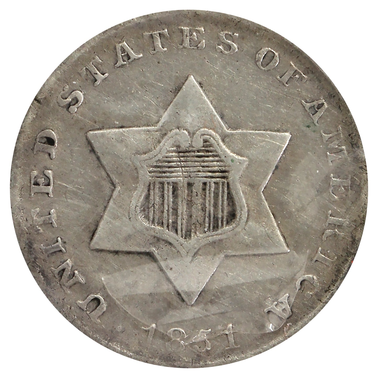 1851 USA 3 Cents About Good (AG3)