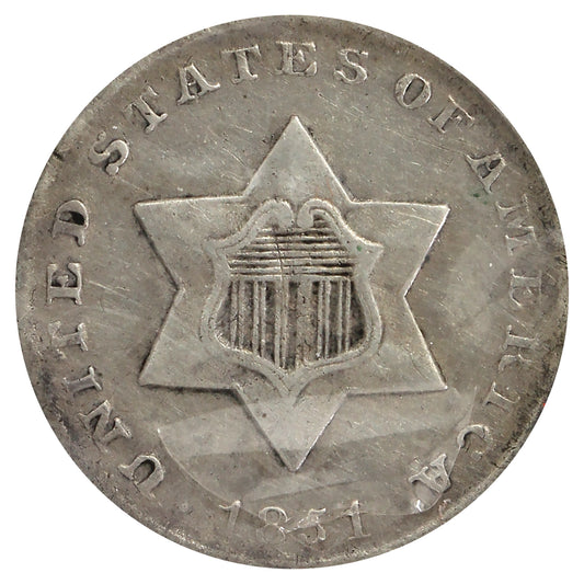 1851 USA 3 Cents About Good (AG3)