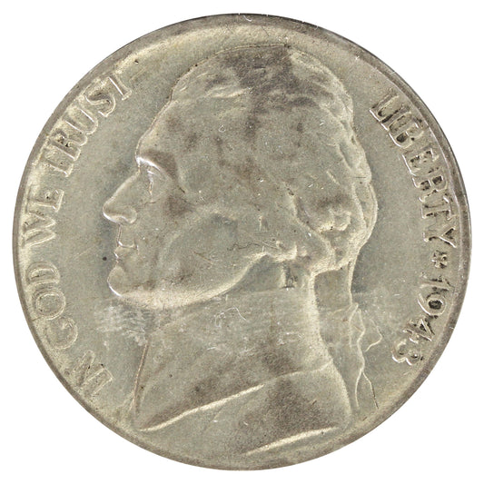 1943 3 Over 2 USA Nickel Extra Fine (EF40) scratched