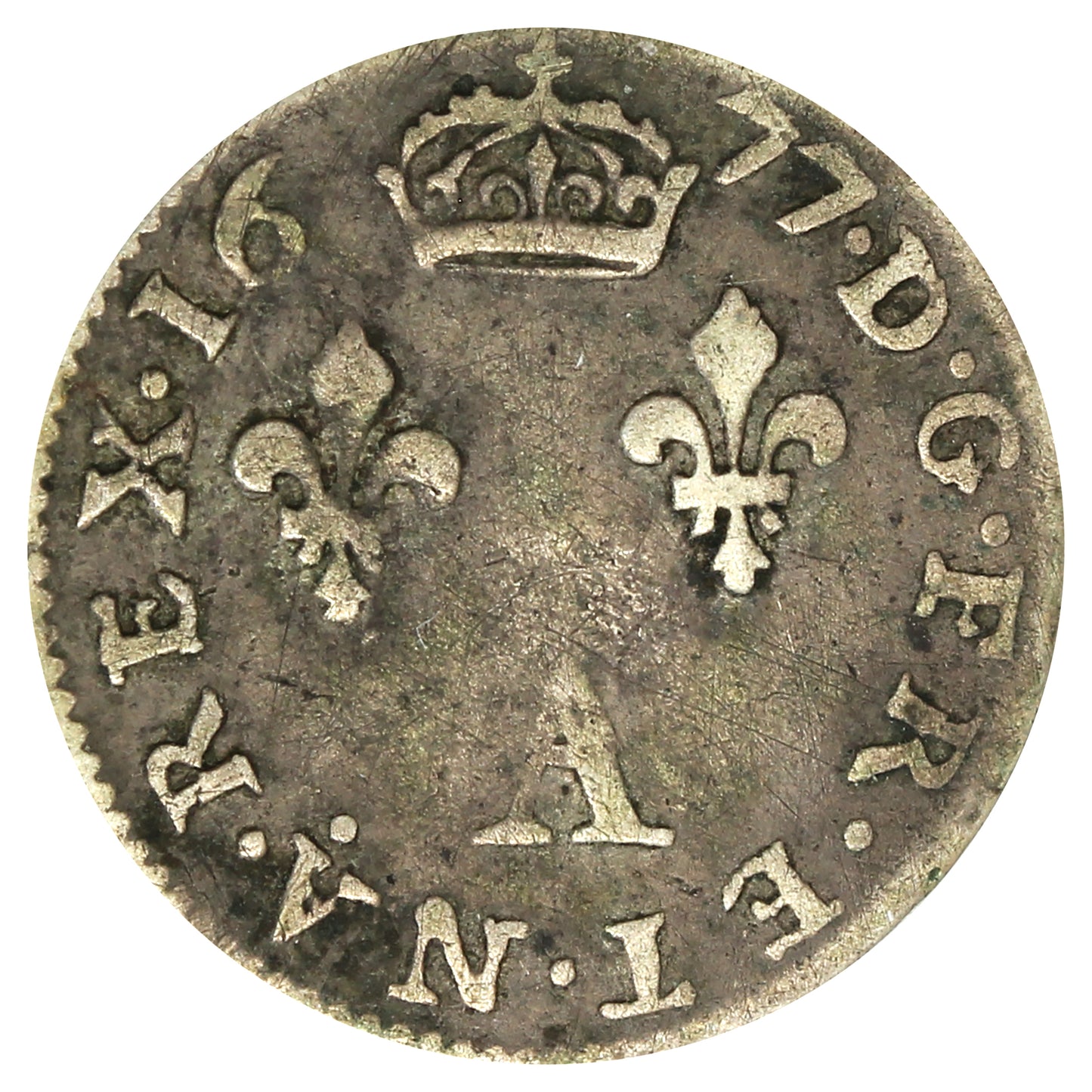 France 1677 Louis XIV 2 Sol de Traitants, Paris Mint