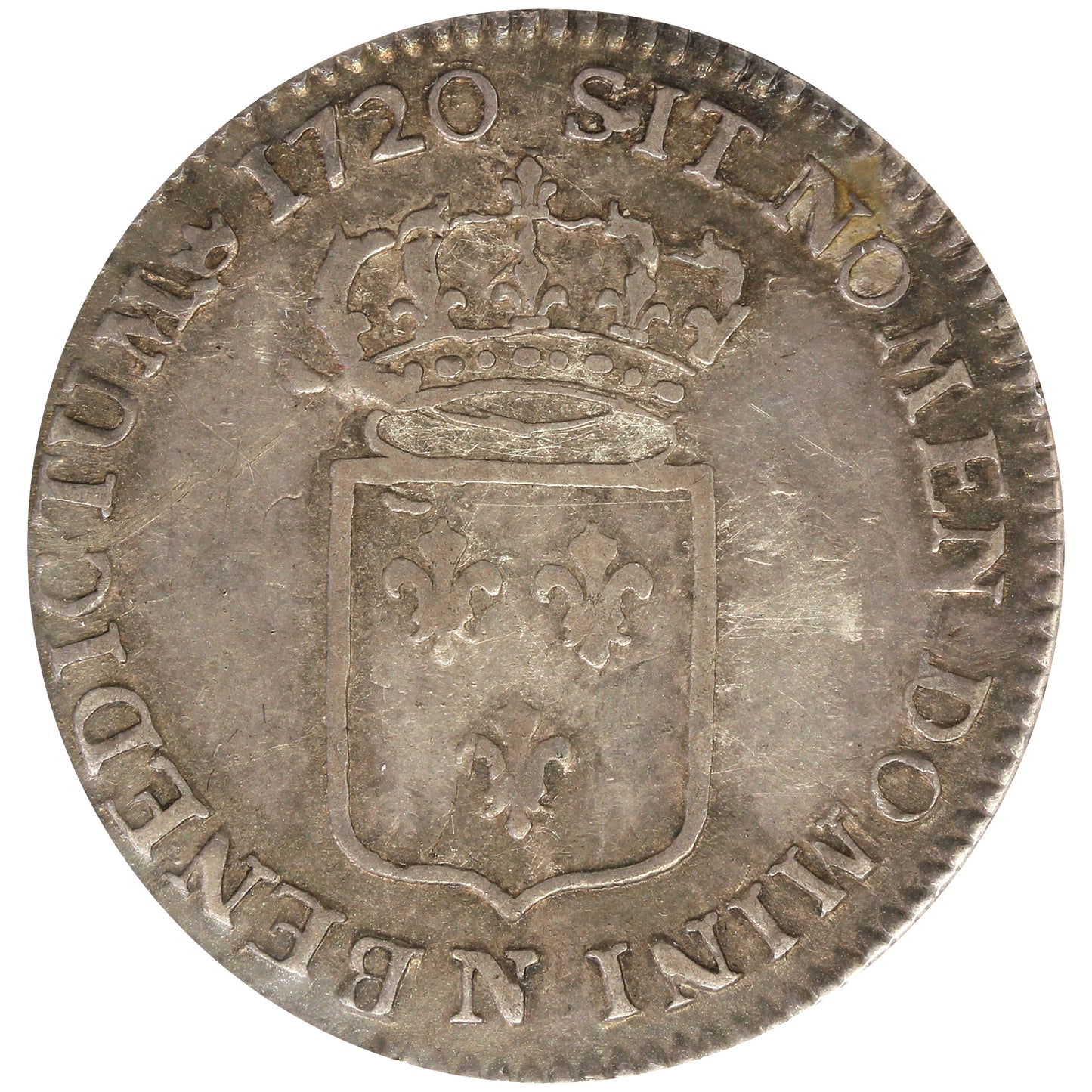 France 1720 Louis XV 1/3 Ecu Very Fine (VF20)
