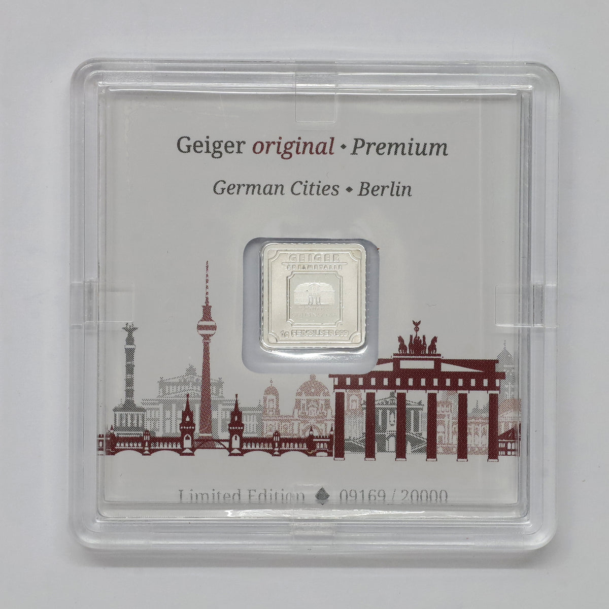 Limited Ed. Geiger 1g Silver Bar with Berlin Capsule (No Tax) 2,000 MINTAGE - Scr Capsule