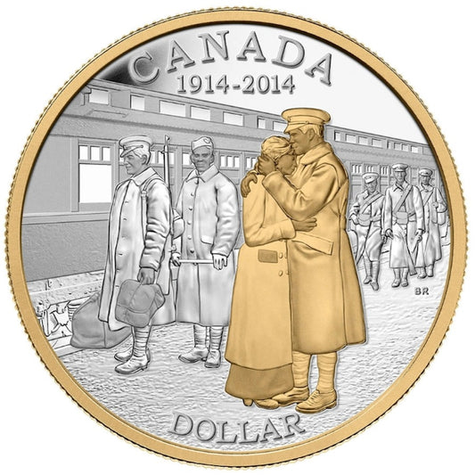 2014 Canada Gold Plated Proof Silver Dollar in square capsule (No Tax)