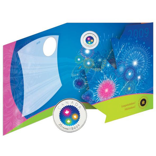 2009 Canada Congratulations Greeting Card with Coloured 25 Cents