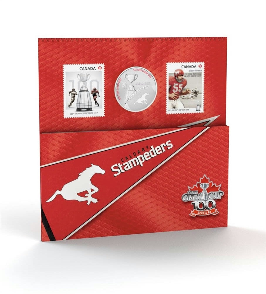 2012 Canada 25-cent Calgary Stampeders CFL - Coin and Stamp Set.