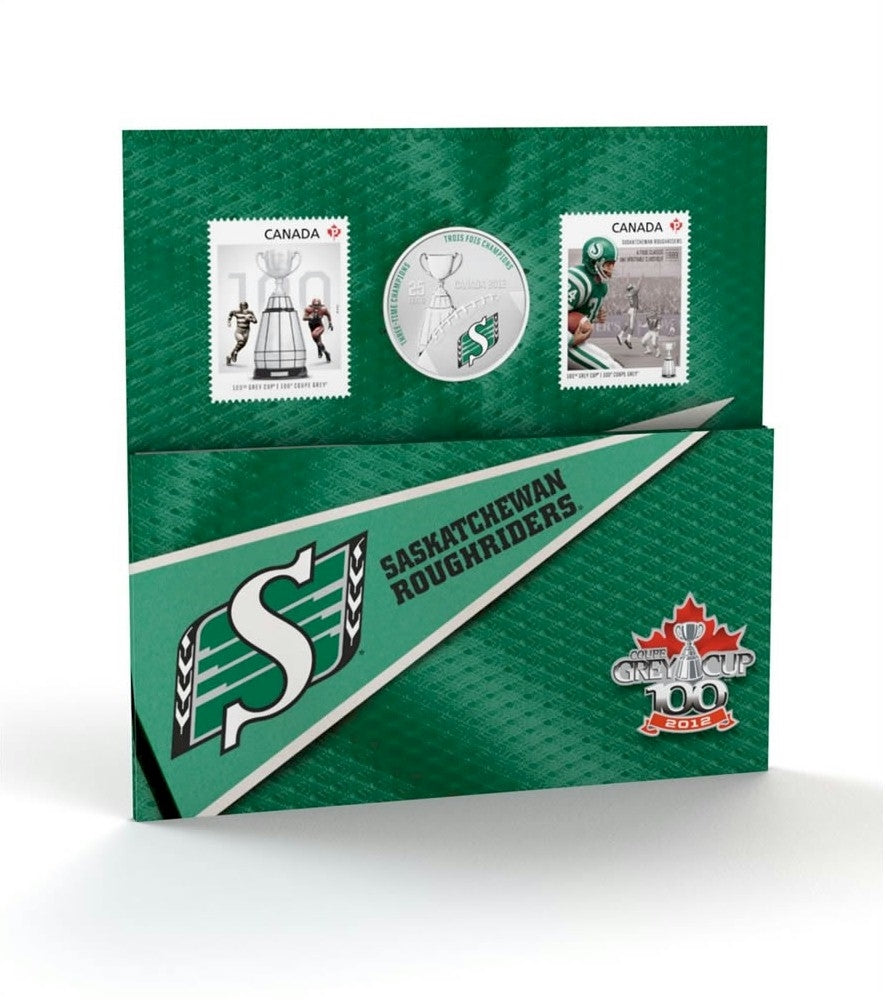 2012 Canada 25-cent Saskatchewan Rough Riders CFL Coin and Stamp Set