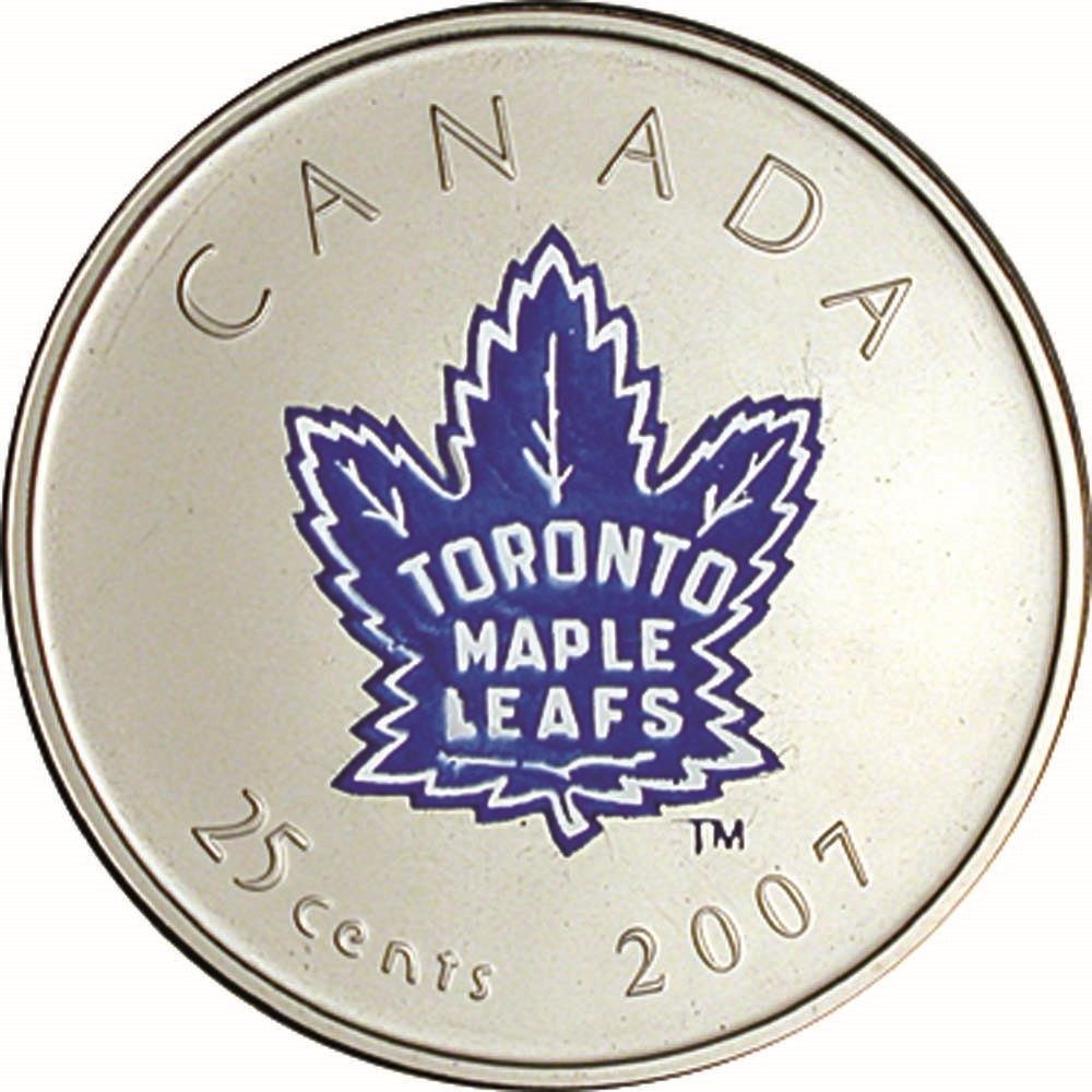 2007 Canada Toronto Maple Leafs NHL Coin Set with Colourized 25 Cents.