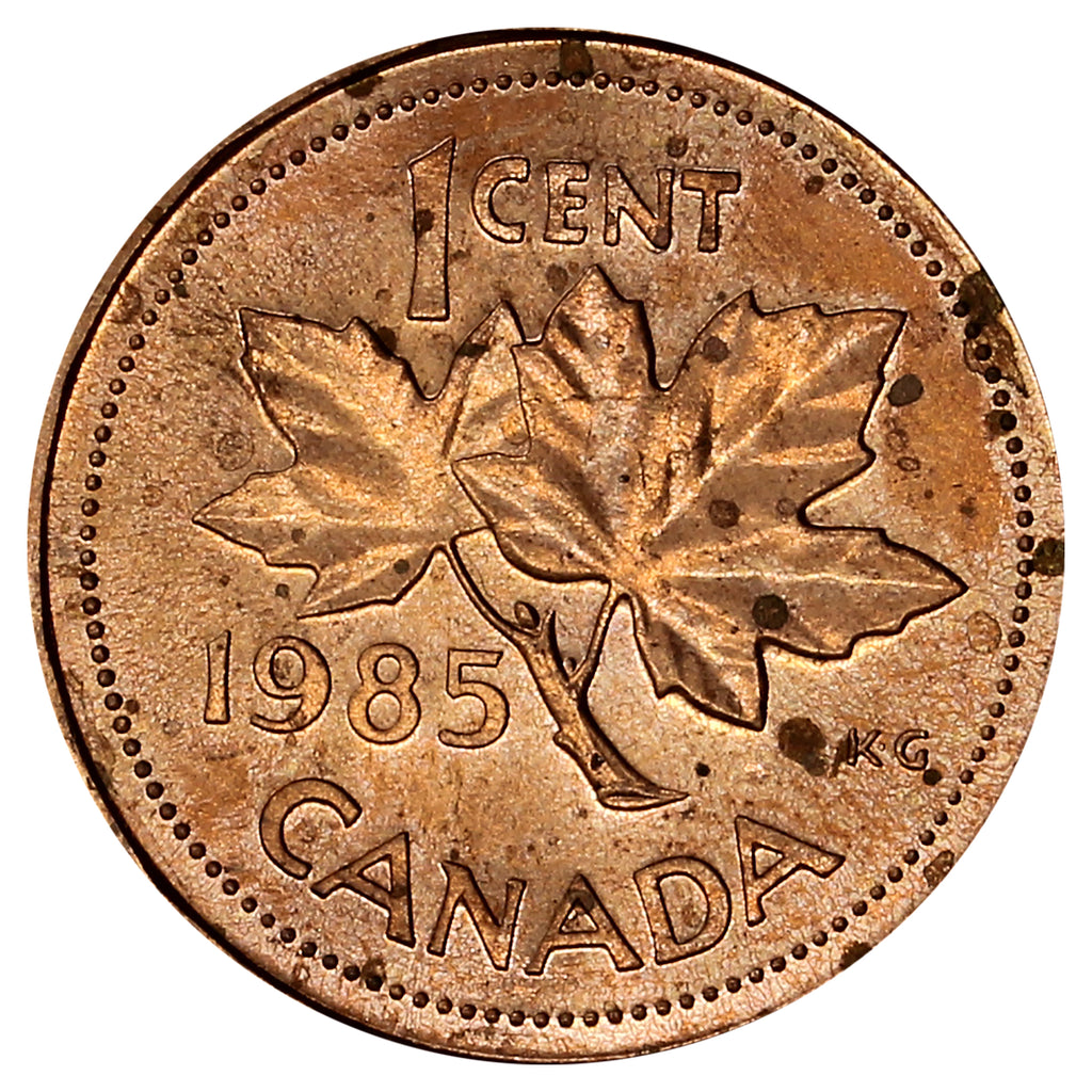 1985 Pointed 5 Canada 1-cent UNC+ (MS62) (Spots)