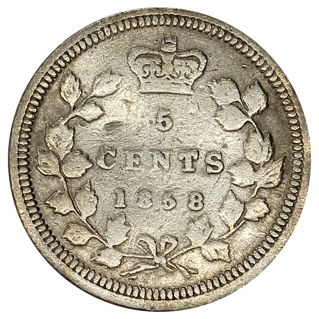 1858 Small Date 5-cents F-VF (F15) (Impaired)