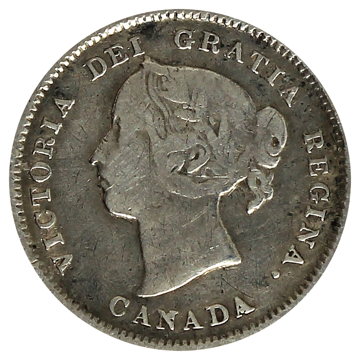 1885 Large 5 Canada 5-cents Fine (F12) Scratched, marks, or impaired