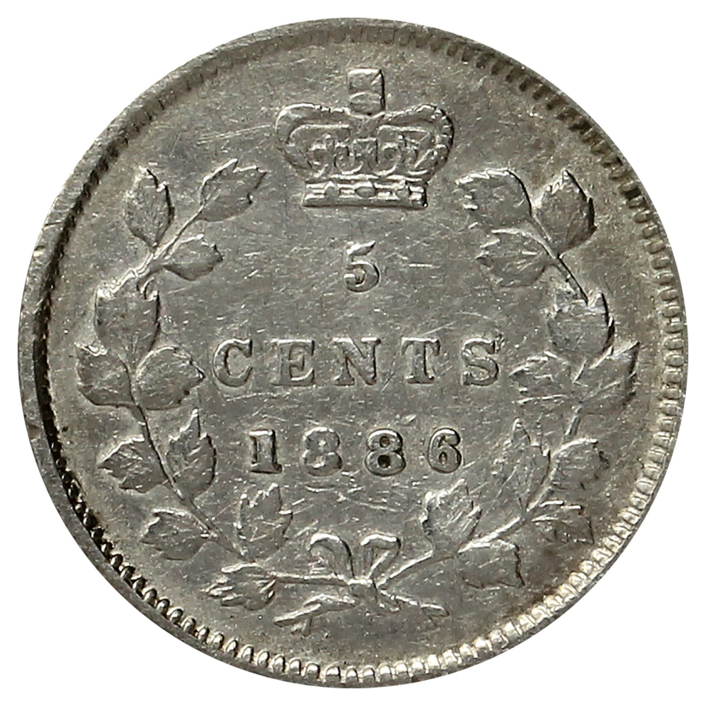 1886 Small 6 Canada 5-cents Very Fine (Impaired)
