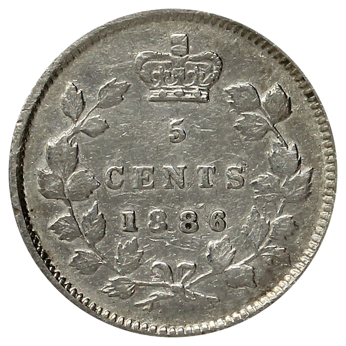1886 Small 6 Canada 5-cents Very Fine (Impaired)
