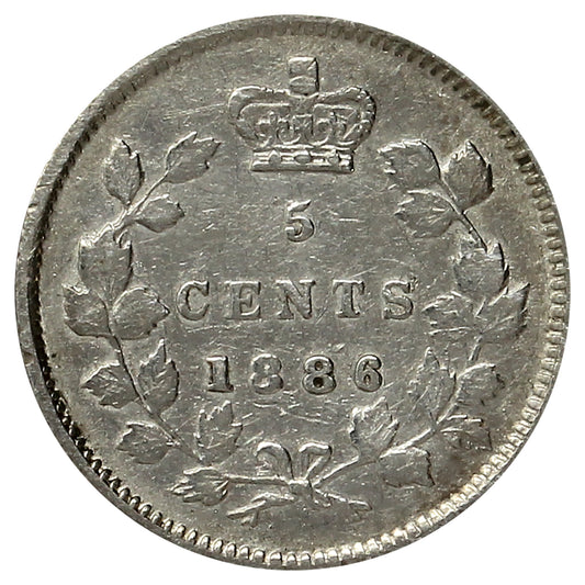 1886 Small 6 Canada 5-cents Very Fine (Impaired)