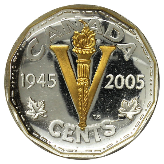 2005 VE Day Gold Plated Canada 5-cents Proof (From Annual Report) (Impaired)
