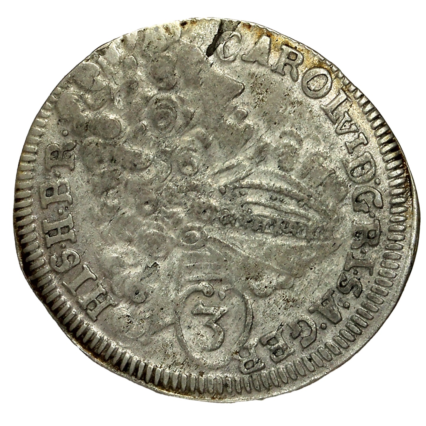 Bohemia 1717 Karl VI 3 Kreuzer Prague Mint