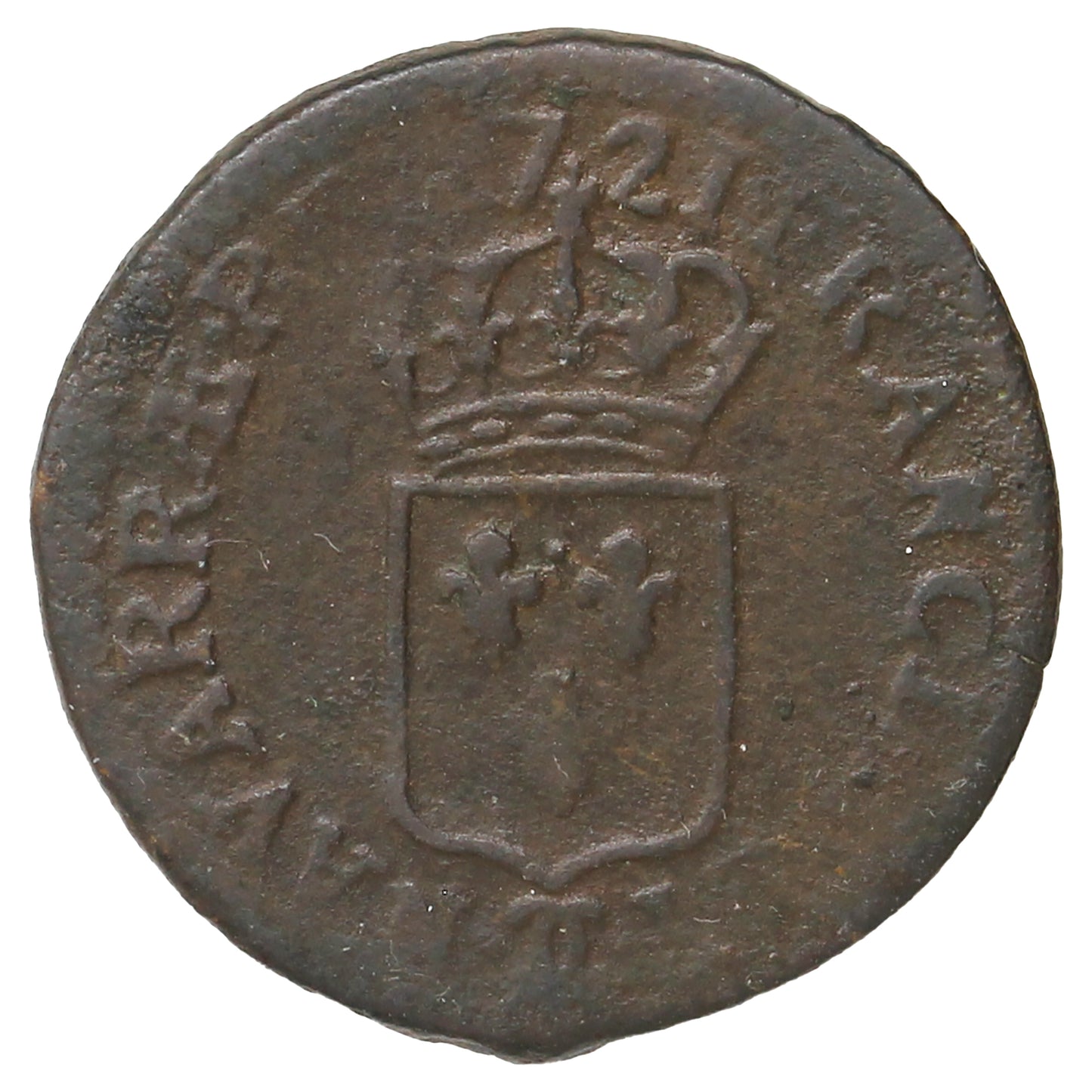 France 1721 Louis XV 1 Liard VG-F (VG10)