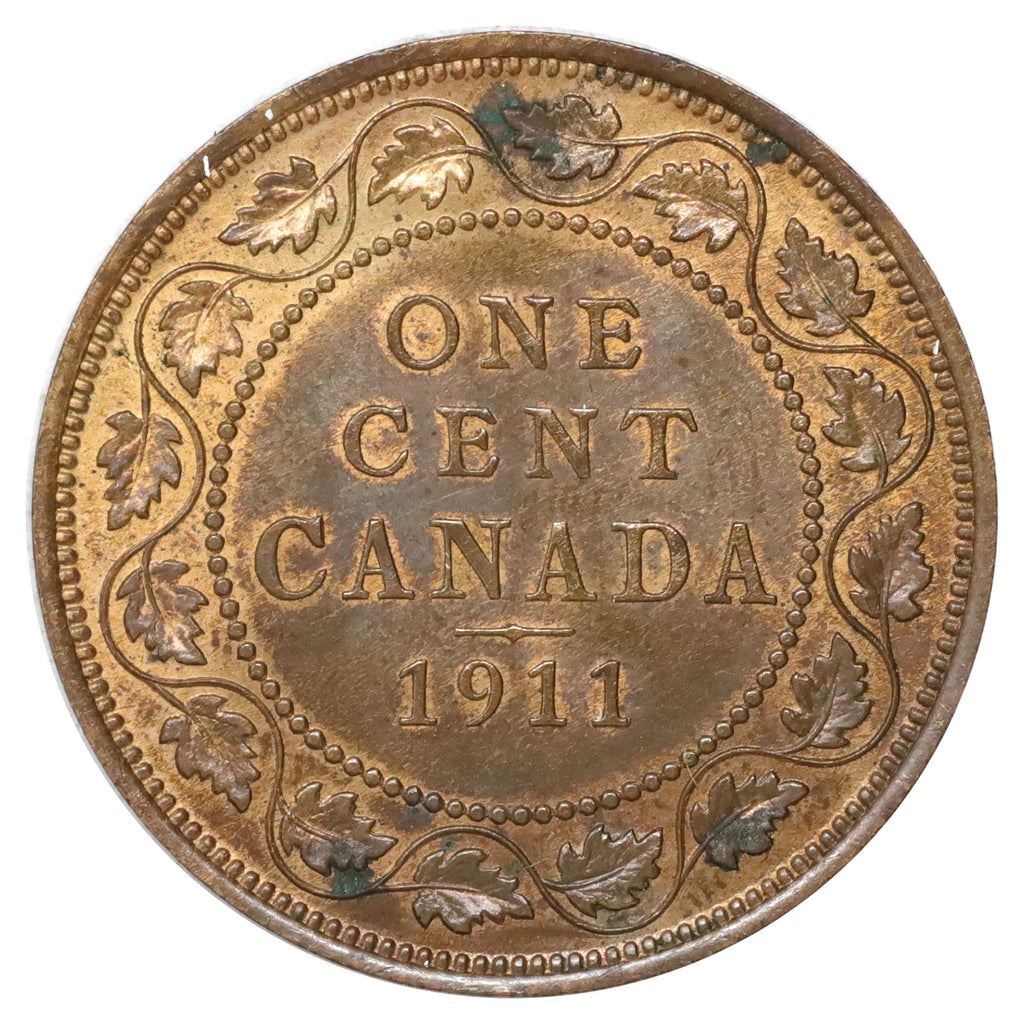 1911 Canada 1-cent UNC+ (MS62) Scratched, marks, or impaired