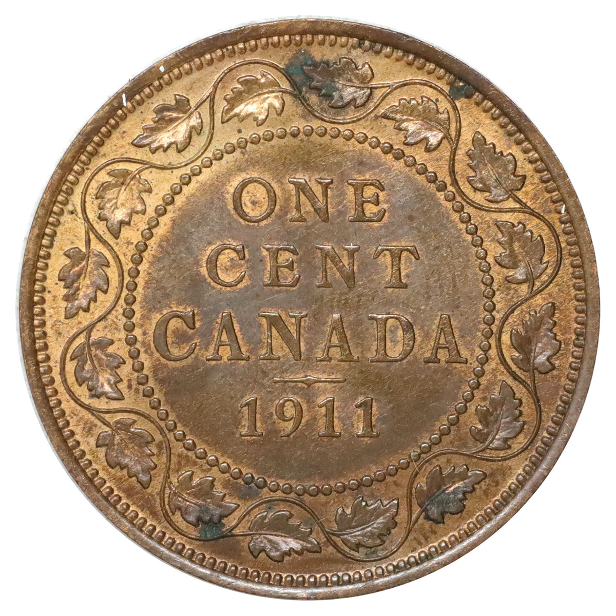 1911 Canada 1-cent UNC+ (MS62) Scratched, marks, or impaired