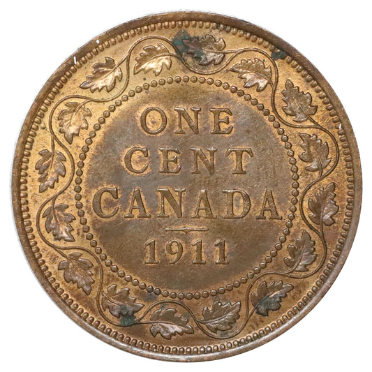 1911 Canada 1-cent UNC+ (MS62) Scratched, marks, or impaired