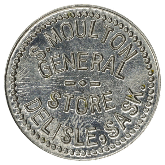 Delisle, Saskatchewan; S. Moulton General Store 5-cent Token Uncirculated (MS60)
