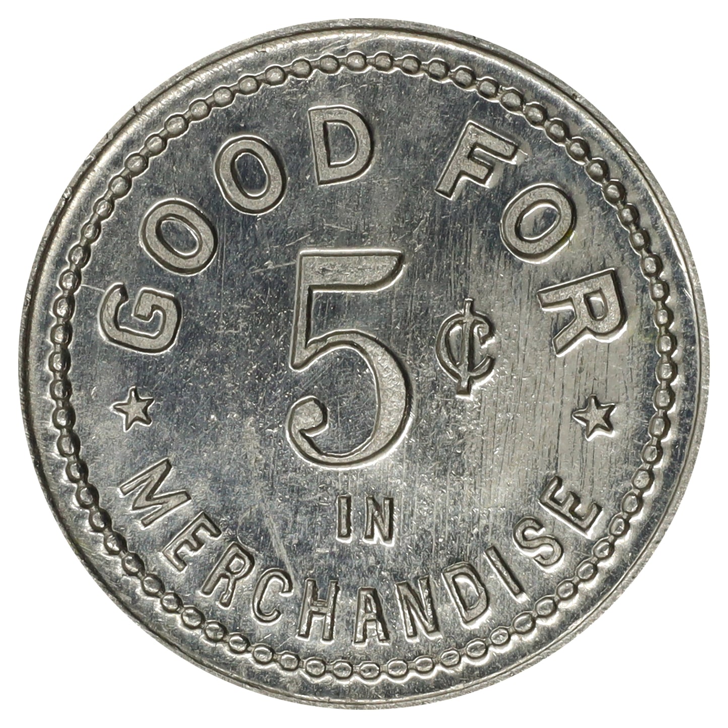 Delisle, Saskatchewan; S. Moulton General Store 5-cent Token Uncirculated (MS60)