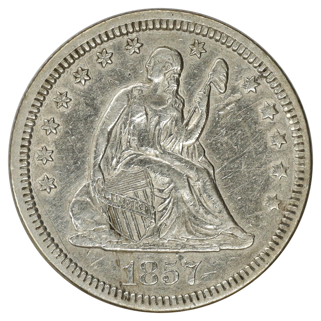 1857 USA Quarter Extra Fine (EF40) (Cleaned)