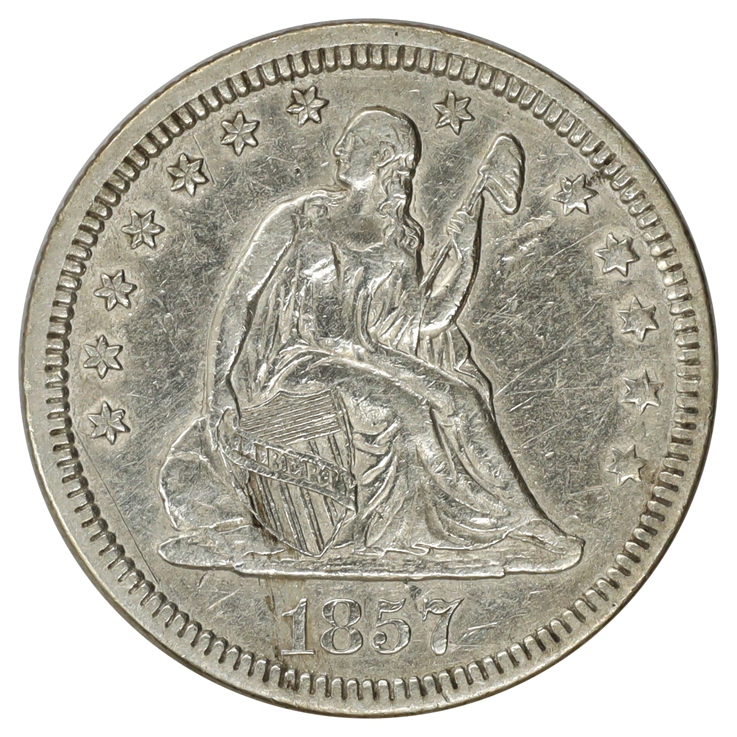 1857 USA Quarter Extra Fine (EF40) (Cleaned)