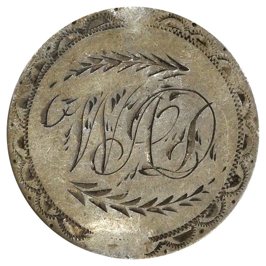Love Token on 1882 USA Dime: Initials WAD