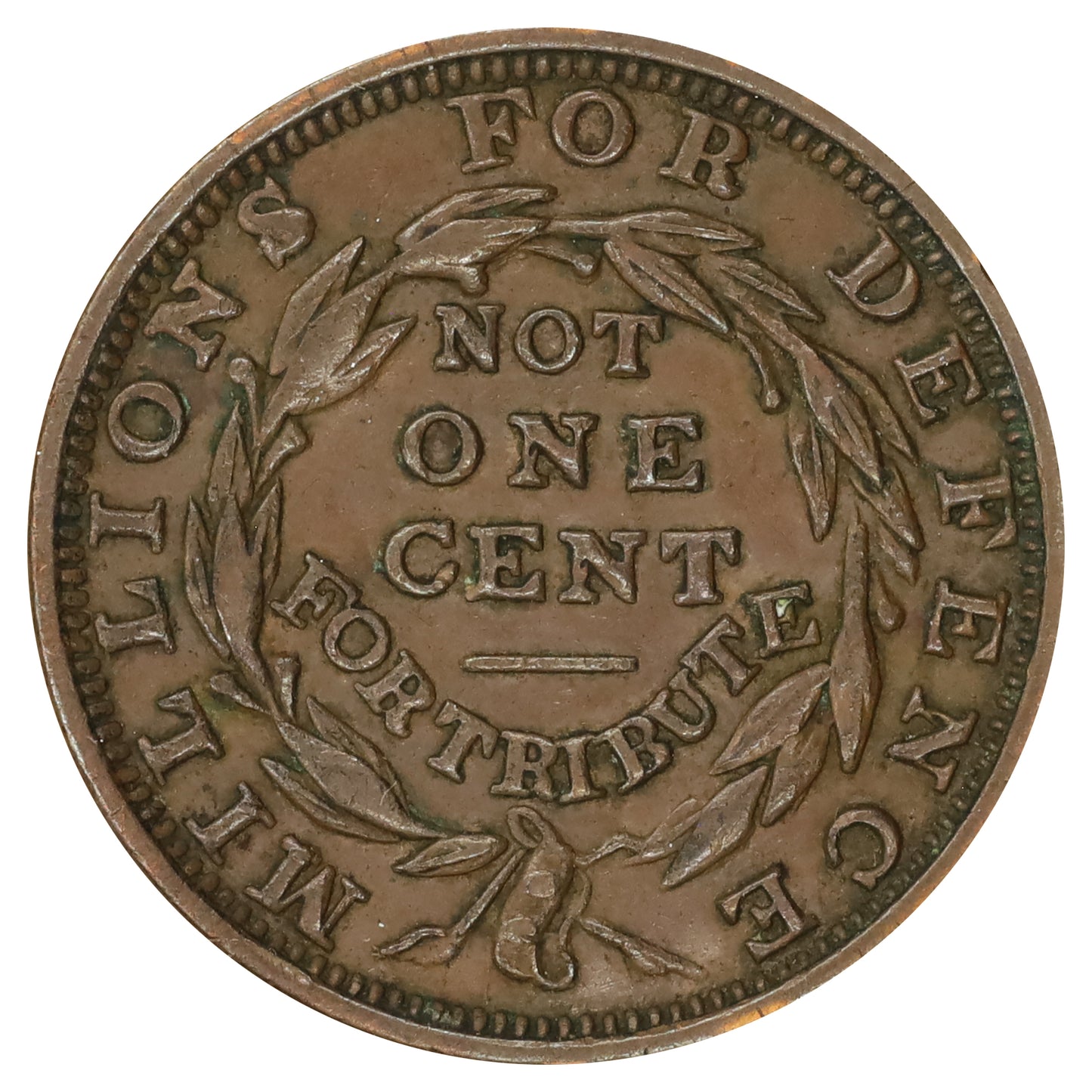 1837 USA Millions for Defence, Not One Cent for Tribute Hard Times Token