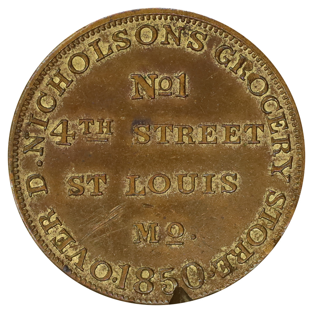 1850 USA Fitzgibbon Daguerreotype Gallery, Nicholson's Grocery, St. Louis, MO Token