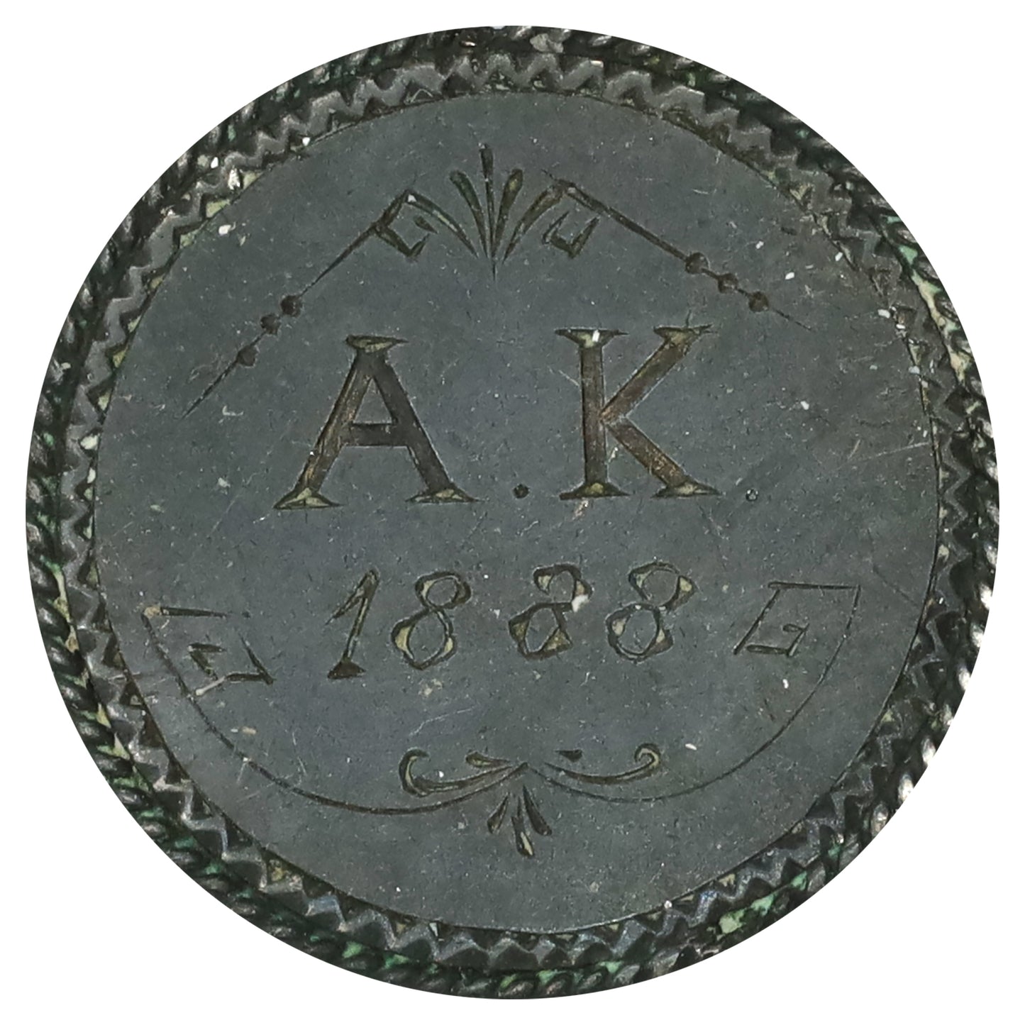 Love Token on Great Britain 1888 Sixpence: Initials AK