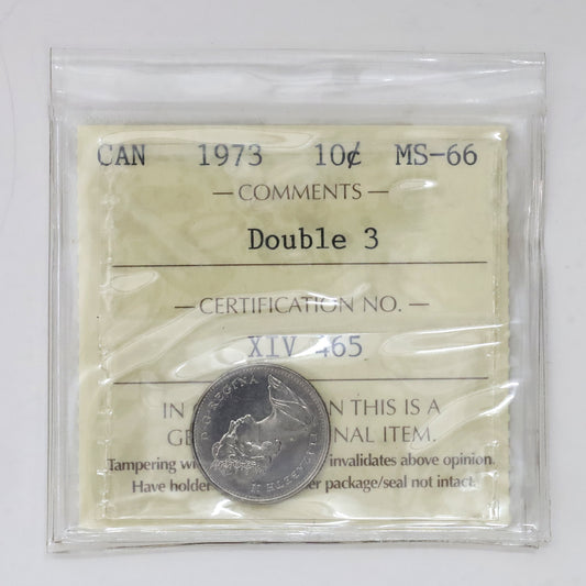 1973 Double 3 Canada 10-cents ICCS Certified MS66