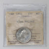 1951 Canada 25-cents ICCS Certified MS64 High Relief (Toned)