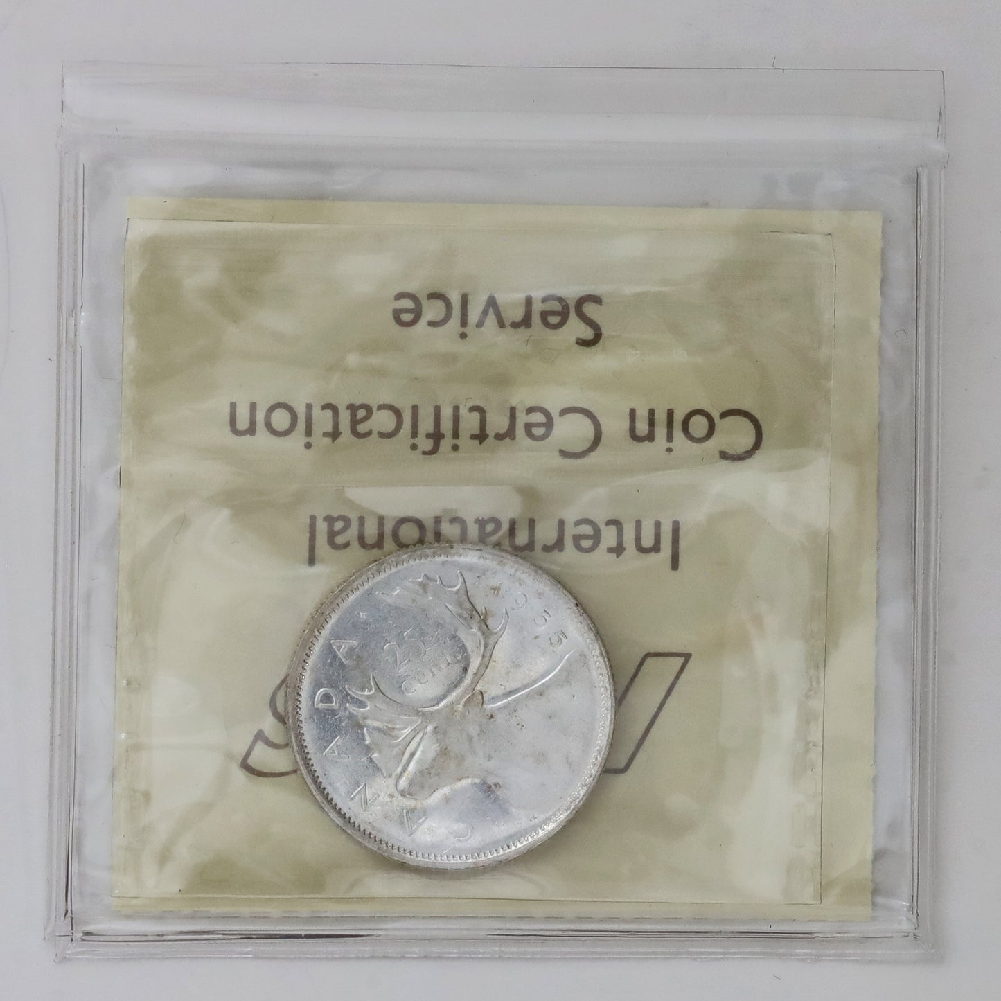 1955 Double 1955 Canada 25-cents ICCS Certified AU50 (Toned)