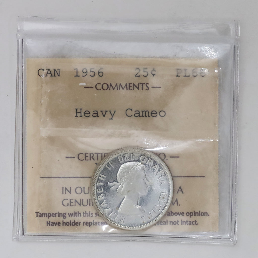 1956 Canada 25-cents ICCS Certified PL66 Heavy Cameo (Toned)