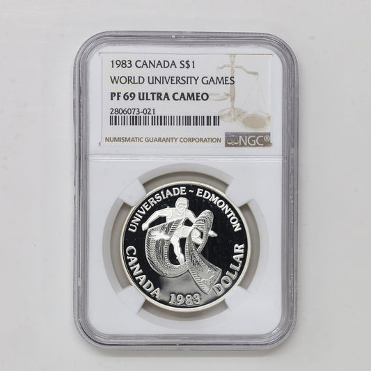1983 Canada World University Games Proof .50 Silver Dollar NGC Cert. PF69 Ultra Cameo